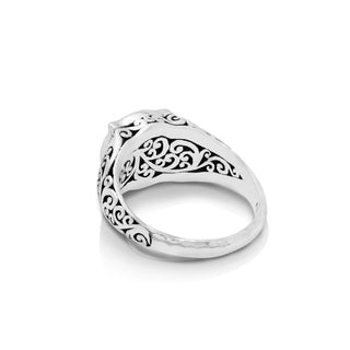 Alhambra Stylized Hammered with LH Scroll Signet Ring