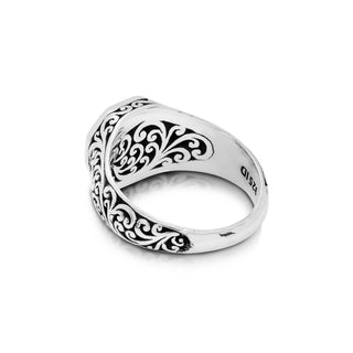 Hammered Octagon with LH Scroll Signet Ring