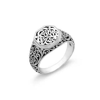 LH Scroll Octagon Signet Ring