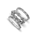 Round Marquise Link with Classic Signature Lois Hill Sterling Silver 3-Stack Ring
