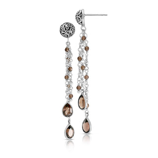 Smoky Quartz Teardrop Waterfall Post Earring