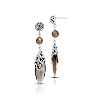 Smoky Quartz Marquise Dangle Post Earring