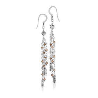 Smoky Quartz Beads & LH Scroll Bar Waterfall Earring
