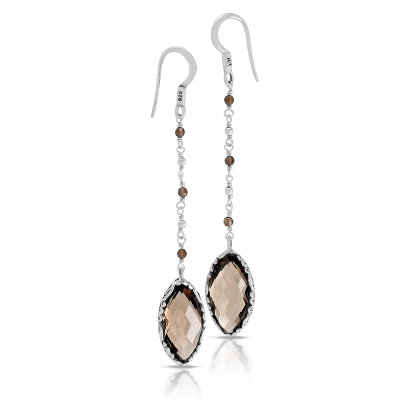 Smoky Quartz Marquise Linear Wire-Wrapped Drop Earring