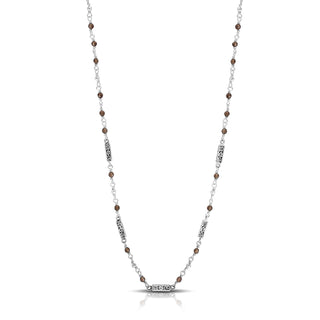 Smoky Quartz & LH Scroll Bar Wire-Wrapped Necklace (17"-20")