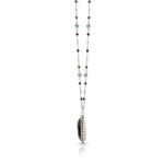 Smoky Quartz & LH Scroll Beads With Rectangular Cushion Pendant Wire-Wrapped Necklace (17"-20")