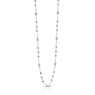 Smoky Quartz & LH Scroll Beads Wire-Wrapped Necklace