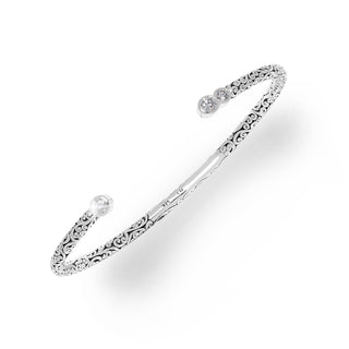 Diamond (0.33 CT) Dot Collection with 3 Diamond and Classic Intricate Signature Lois Hill Scroll Cuff (3mm wide)