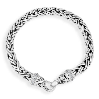 White Diamond Orbit with Lobster Clasp Closure Hand-woven Bracelet
