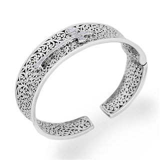 Large Cutout Cuff w/Diamond Cross - Lois Hill Jewelry