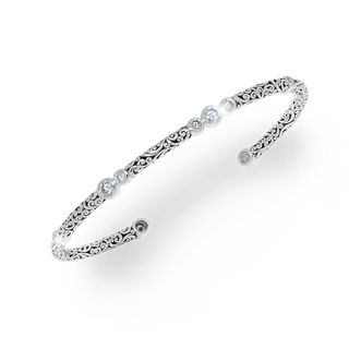7 Diamond (0.99 CT) Dot with Classic Signature Lois Hill Scroll Cuff Bracelet (4mm)