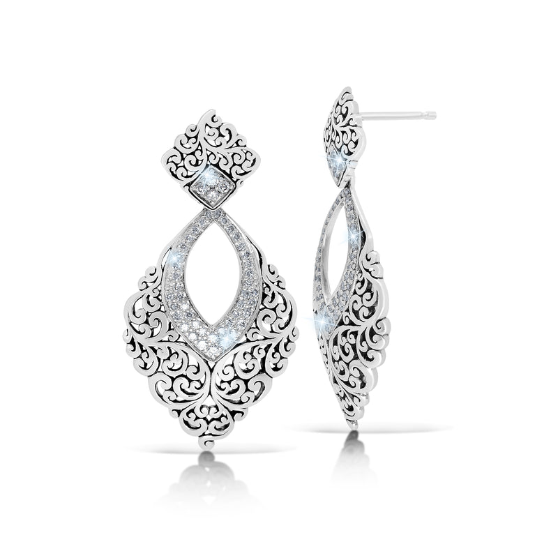 Marquise Diamond Earrings with LH Scroll