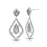 Marquise Scroll with Stylized Pave Diamond Drop Earring