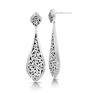Long Kite Drop LH Scroll with Diamond Outline Earring
