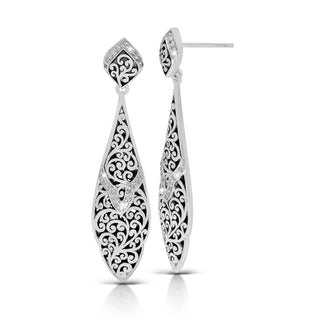 Lavish LH Scroll Marquise Drop Earring with "V" Diamond