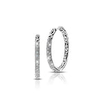 Rounded LH Signature Scroll with Pave Diamond (.25ct) Hoop Earrings