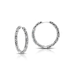 Rounded LH Signature Scroll with Pave Diamond (.25ct) Hoop Earrings