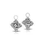 Stylized Diamond-Shaped LH Signature Scroll with White Diamond (.06ct) Center Earrings Charm