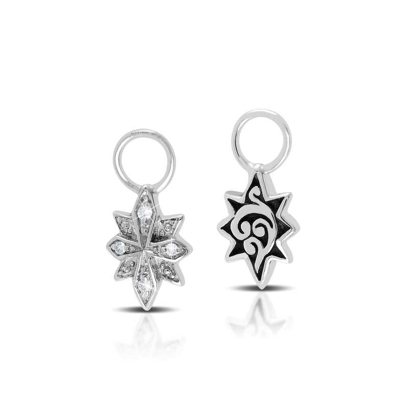 Star Bright with White Diamond LH Scroll Earring Charm