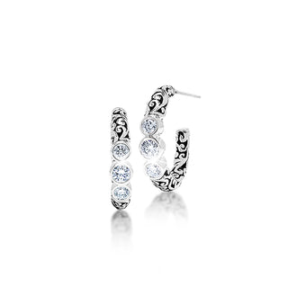 Triple Diamond (0.35CT) "Dot" Petite with Classic Signature Lois Hill Scroll Hoops (15mm Diameter)