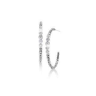 5-Diamond (0.87 CT) "Dot" with Classic Signature Lois Hill Scroll Hoops (40mm Diameter)