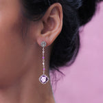 Rose-de-France (10mm) Amethyst Beaded Dangle Earrings