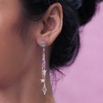 Rose-de-France Amethyst with Starsburst Dangle Earrings