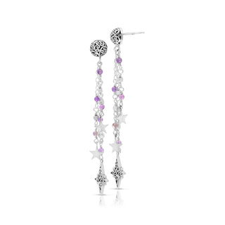 Rose-de-France Amethyst with Starsburst Dangle Earrings
