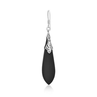 Brown Diamond, Matte Black Onyx Teardrop Earring - Lois Hill Jewelry