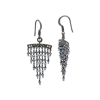 Triangle Roughcut Black Diamond (5.68 CT) Chandelier Earrings (22mm*42mm)