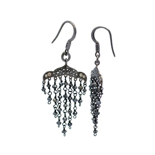 Black Diamond (5.66 CT) on Brown Diamond Pave Holder Chandelier Earrings (22mm*43mm)