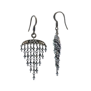 Black Diamond (5.68 CT) Bead and Brown Diamond Chandelier Earrings (23mm*42mm)