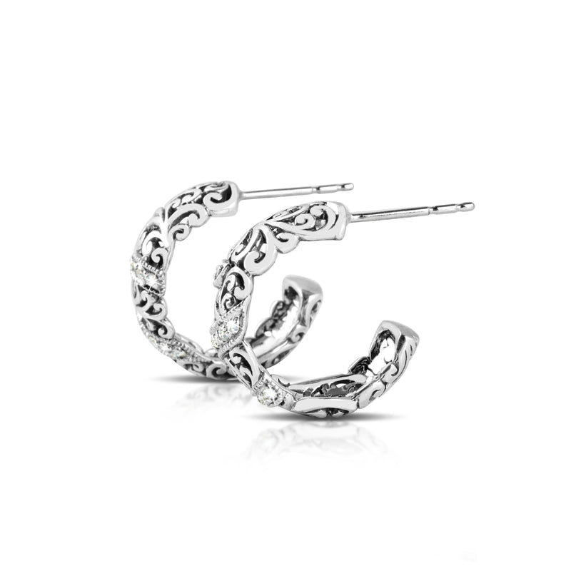 Diamond (0.16 CT) Swish Double with Classic Signature Lois Hill Scroll Small (18mm Diameter)