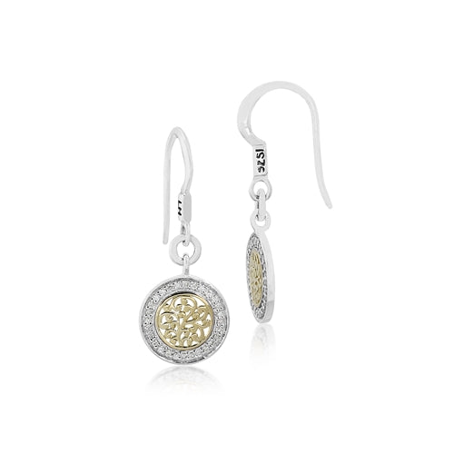 18K Gold Small Round Open Scroll Diamond Earrings - Lois Hill Jewelry