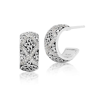 Diamond Scroll Small Hoops - Lois Hill Jewelry
