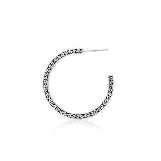 White Diamond LH Signature Scroll Hoop Earrings