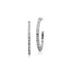 White Diamond LH Signature Scroll Hoop Earrings