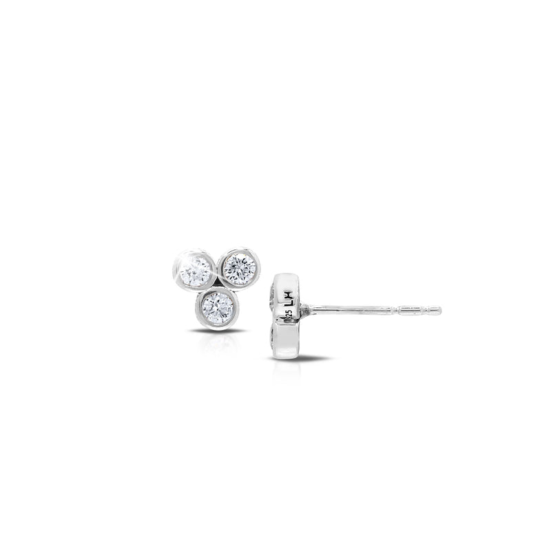 Triple Diamond (0.39 CT) Dot Stud Earrings (7mm)