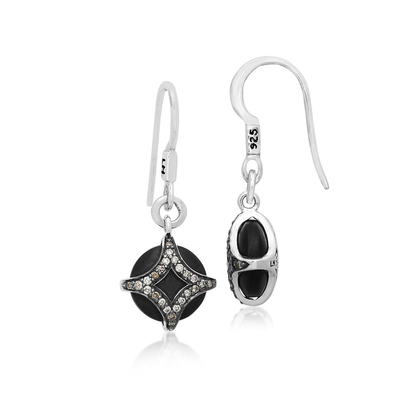 Matte Black Onyx and Brown Diamond (0.25 CT) Star Vest with Classic Signature Lois Hill Scroll Earrings (13mm*17mm)