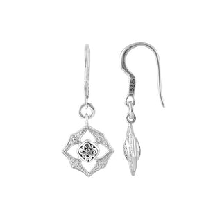 White Diamond LH Signature Scroll Diamond-shaped Open Frame Drop Earrings