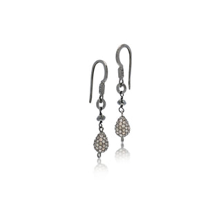 Brown Diamond (1.22 CT) and Single Diamond Bead Dangle Earrings (20mm)