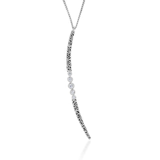 Cresent Diamond (0.34 CT) Dot with Classic Signature Lois Hill Scroll Necklace (4mm*72mm)
