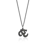 Black Diamond 'Om' Pendant Necklace in Black Rhodium Plated Sterling Silver