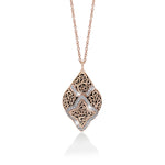 18K Rose Gold Classic Signature Lois Hill Scroll with White Diamond (0.25 CT)  Pattern Necklace (17mm*27mm)