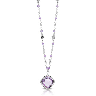 Rose-de-France Faceted Amethyst (18mm) Pendant Necklace (17"- 20")