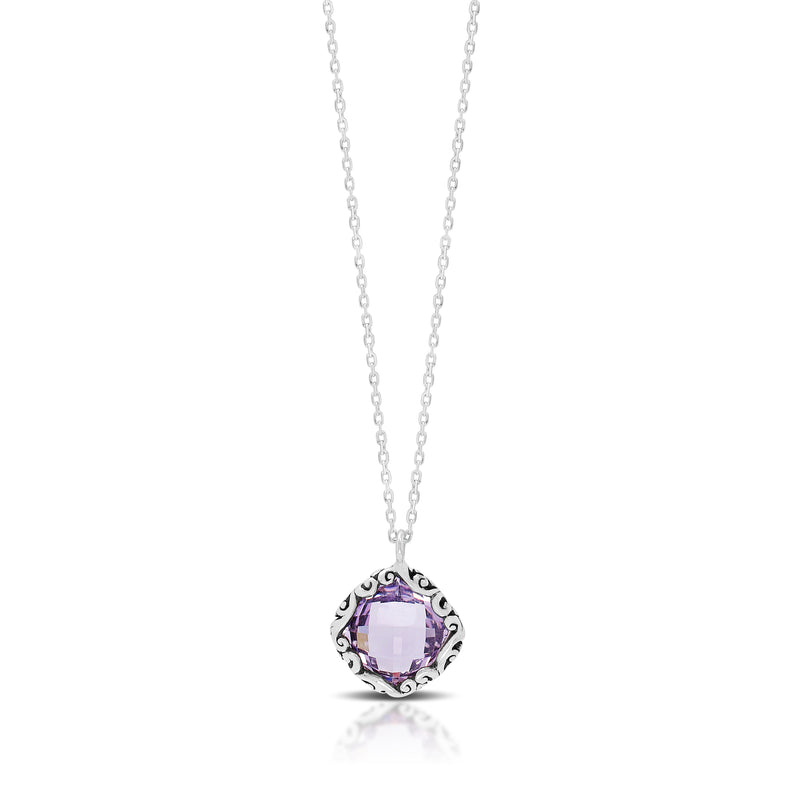 Rose-de-France Amethyst (10mm) Pendant with Single Strand Necklace (16" -18")
