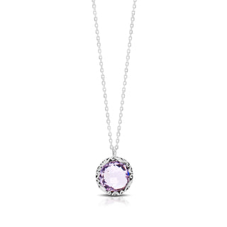 Rose-de-France Amethyst (10mm) Pendant with Classic Chain Necklace (16"-18")