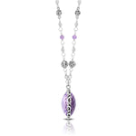 Rose-de-France Amethyst (18mm) Pendant with Elegant Faceted Beads Chain Necklace (18")