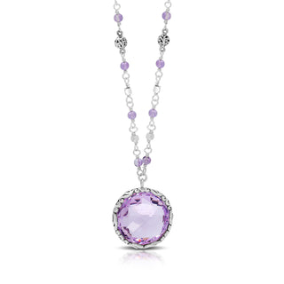 Rose-de-France Amethyst (18mm) Pendant Elegant Necklace (17" -20")