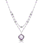 Rose-de-France Amethyst (14mm) Pendant with Double Strand  Necklace (17"-20")